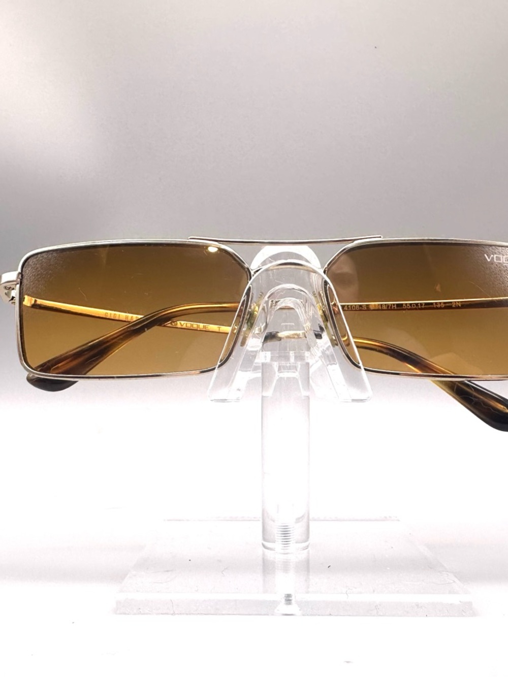 Vogue Gigi Hadid VO4106-S Gold Rectangle Sunglasses Brown Lenses 55-17-135